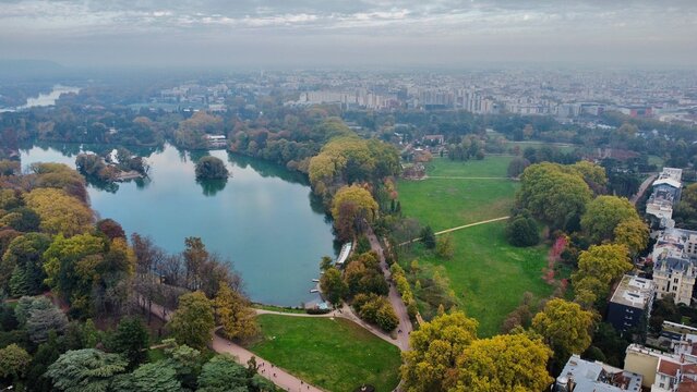 drone photo parc de la tete d'or lyon france europe