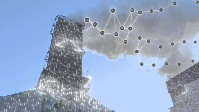 Visualization of environmental pollution. Smoke from the chimney of a large factory. The concept of harmful emissions from the factory chimney