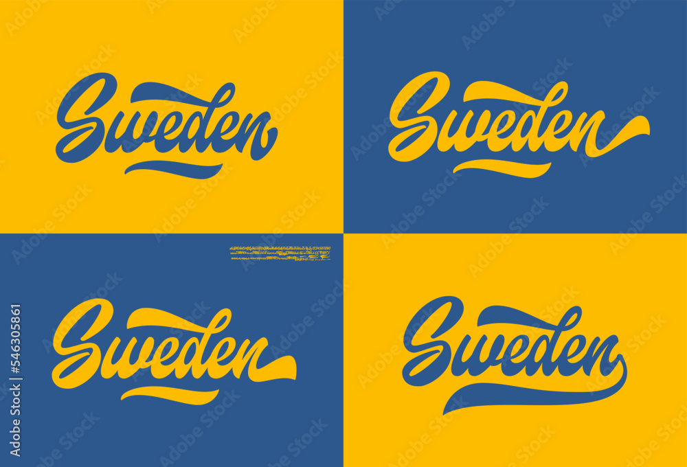 Fototapete sweden. original brush script font with many alternate characters. vector