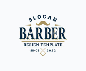 Barbershop logo design. Salon vintage logo design template on isolated white background