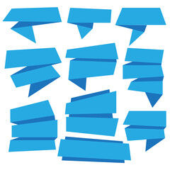 Set of blue paper banners