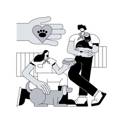 Volunteering abstract concept vector illustration. Volunteer project, community service, altruistic job activity, volunteering for animal shelter, non-profit social organization abstract metaphor.