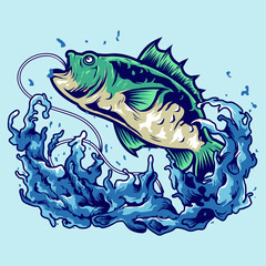 Illustration of 5 big fish fishing designs