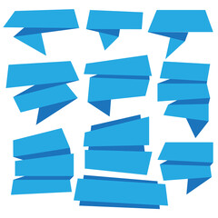 set of blue paper banners