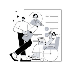 Disabled employment abstract concept vector illustration. Person with disability job, hiring disabled people, company employment policy, inclusivity program, diversity support abstract metaphor.