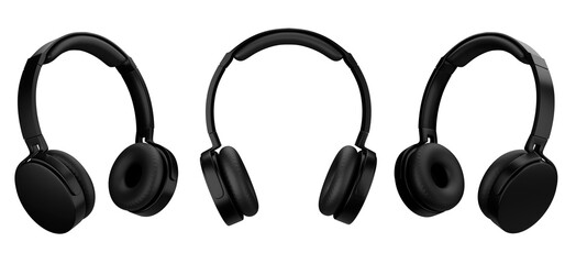 Wireless Headphonesmockup isolated with transparent screen png in different viewing angles