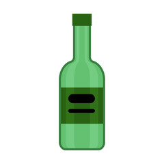 Premium vodka flat vector illustration. Alcohol bottle with glass cartoon illustration. Alcoholic drinks, beverage concept