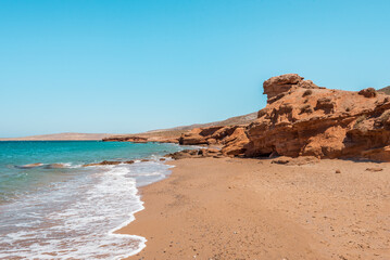 kouremenos red beach, crete island, greece: beautiful sandy coast with natural environment near the...