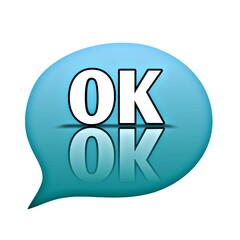 Illustration of OK button icon with reflection