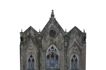 old facade of a gothic church, isolated