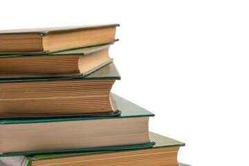 Old books isolated on white background.