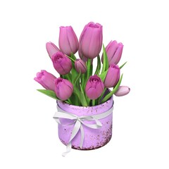 vase with Flowers, isolated on white background, 3D illustration, cg render