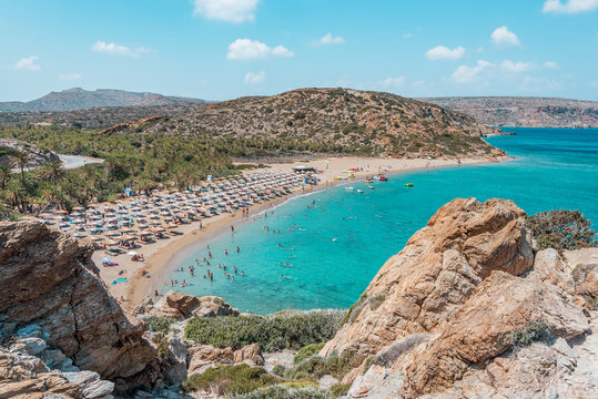 vai beach, crete island, greece: beautiful sandy coast with natural environment near the cretan city of Sitia 