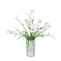 vase with Flowers, isolate on a transparent background, 3D illustration, cg render