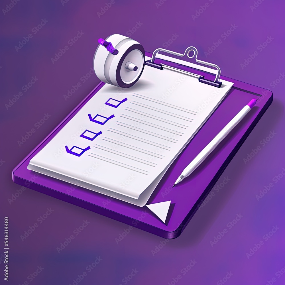 Aufkleber 3d white clipboard task management todo check list with pen, efficient work on project plan, 3d repo