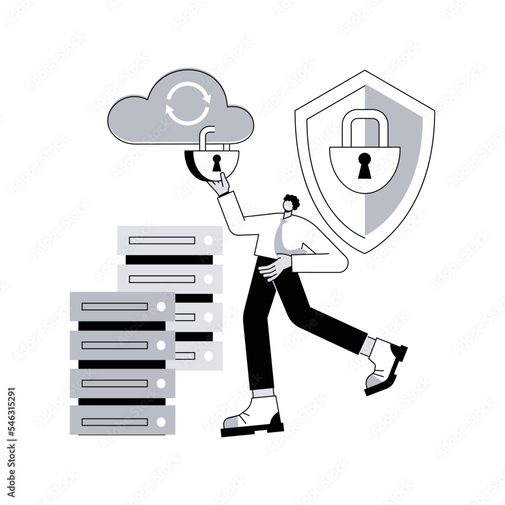 Poster data protection abstract concept vector illustration. database security software, data protection so