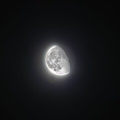 Bright half moon in the night sky