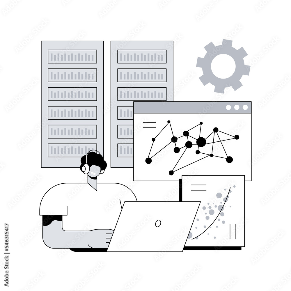 Poster big data visualization abstract concept vector illustration. big data analysis tool, analytics servi