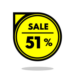 sale 51% off black and yellow circular price stamp with indicator