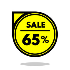 sale 65% off black and yellow circular price stamp with indicator