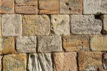 Hand carved castle block stone wall
