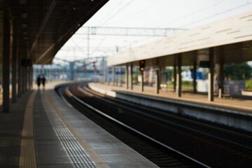 Fototapeta na wymiar Gdansk Wrzeszcz empty railway station in the daylight