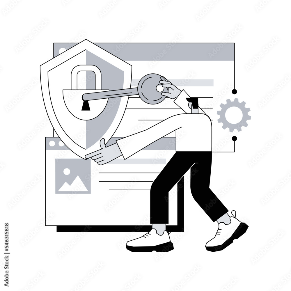 Poster rights of access abstract concept vector illustration. personal data, document management system, da