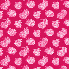 Raspberries seamless pattern. Summer fruits and berries colors vector background