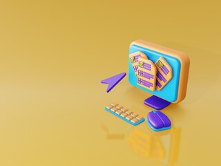 3d illustration editing document on computer, good for illustration or background