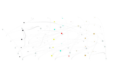 Naklejka premium Futuristic geometric double data flow background with connecting dots and lines. Abstract digital