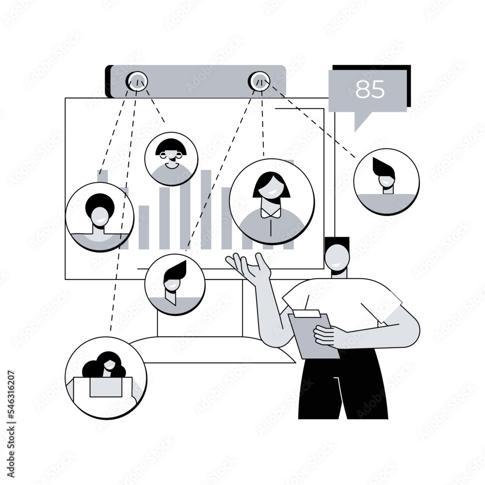 Poster people counter system abstract concept vector illustration. counting system, visitors recording tech