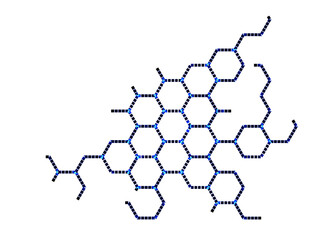 Abstract polygonal space with connecting dots and lines. Dark background. Connection structure. 3d Widescreen