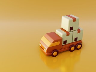 3D Illustration delivery box using car, good for illustration or background