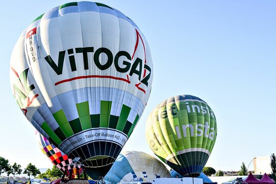 Air balloons are about to take off during European Balloon Festival in Igualada, Barcelona