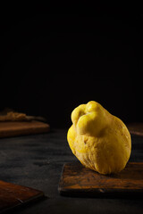 Quince apple on a table.
