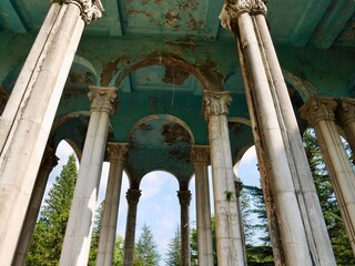 Exterior of abandoned Soviet sanatorium Medea in Tskaltubo, Georgia.