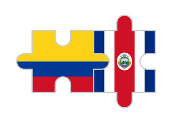 puzzle pieces of colombia and costa rica flags. vector illustration isolated on white background - obrazy, fototapety, plakaty