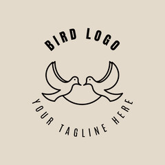 Bird logo line art logo, icon and symbol, vector illustration design