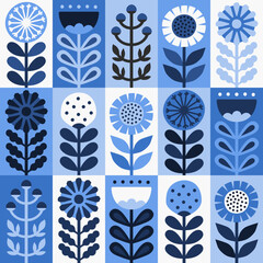 Scandinavian style floral rectangular winter pattern. Part six. - 546322021