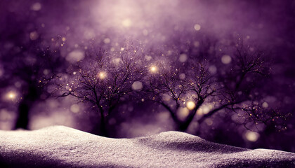 simple dark purple christmas background, winter landscape, digital illustration, created with generative ai
