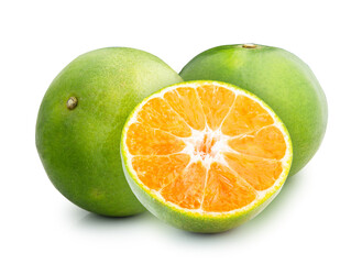 Fototapeta na wymiar Green Orange fruit isolated on white background