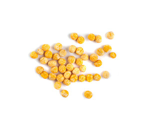 Dry Yellow Peas Isolated, Whole Pea Pile, Raw Legume, Dry Yellow Peas on White Background