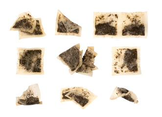 Used Teabag Isolated, Old Wet Herb Tea Bag, Biodegradable Garbage, Eco Bio Used Teabag