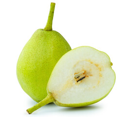 green pear fruit isolated on white background
