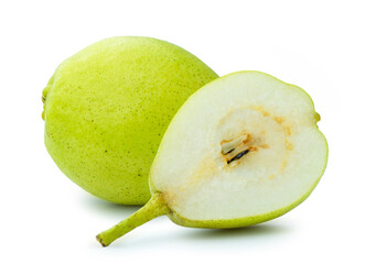 green pear fruit isolated on white background
