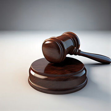 3D rendering judge gavel on the table