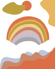 Abstract  shapes rainbow with beautiful landescape 