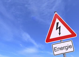 3d Illustation - Verkehrsschild - Achtung - Energie - Himmel - Wolken