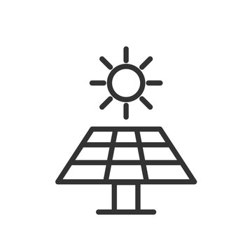 Solar panels absorbing sunlight icon 