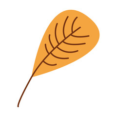 Cartoon illustration of orange autumn leaf. Autumn symbol. Foliage, fall decoration, September concept